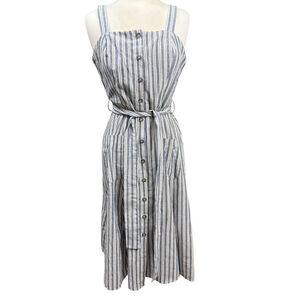 Violet Weekend Striped Midi Dress Size L Blue White
